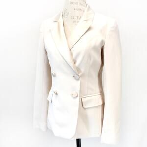 LAVEER Beige Blazer Size 4 Double Breasted Structured Suit Jacket Office Wear